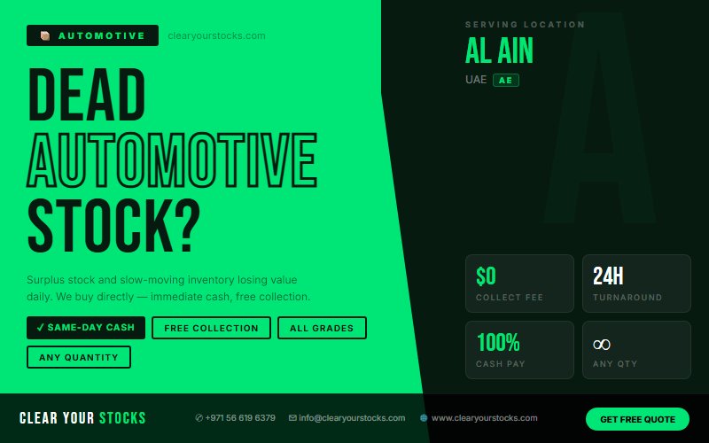 Looking for Dead Automotive Stock Buyers Near Al Ain, UAE? Contact Us Today