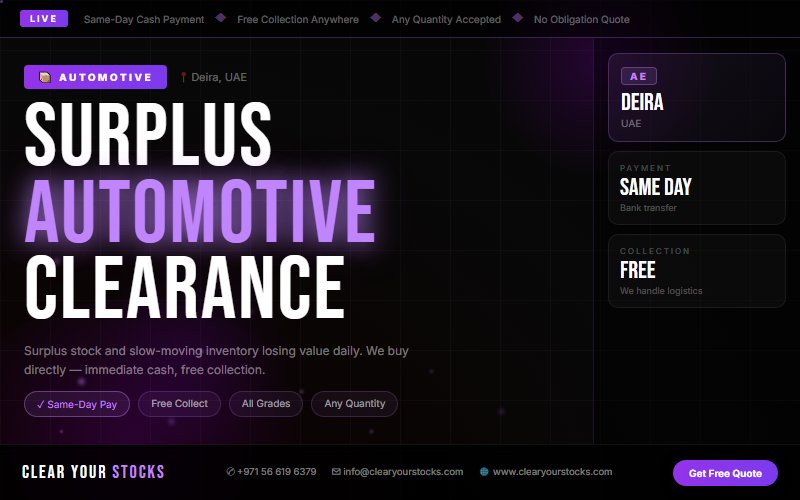 Non-Moving Automotive Stock in Deira, UAE? Clear Your Stocks Buys It Today