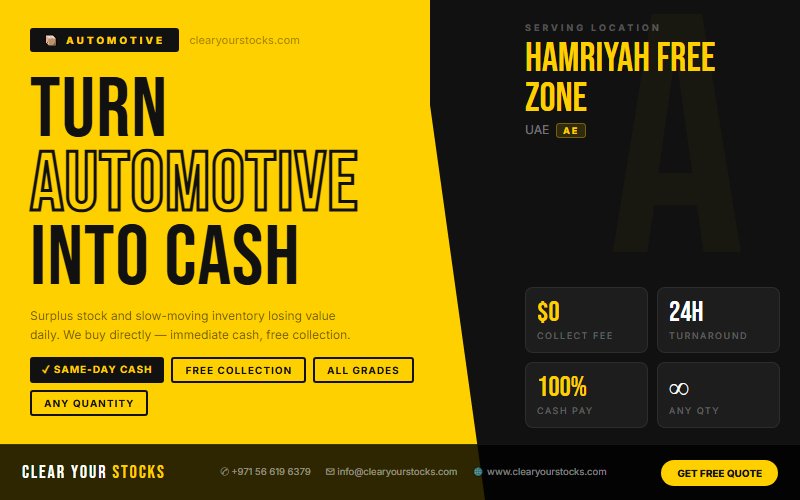 Hamriyah Free Zone, UAE Automotive Stock Clearance Specialists — Clear Your Stocks 2026