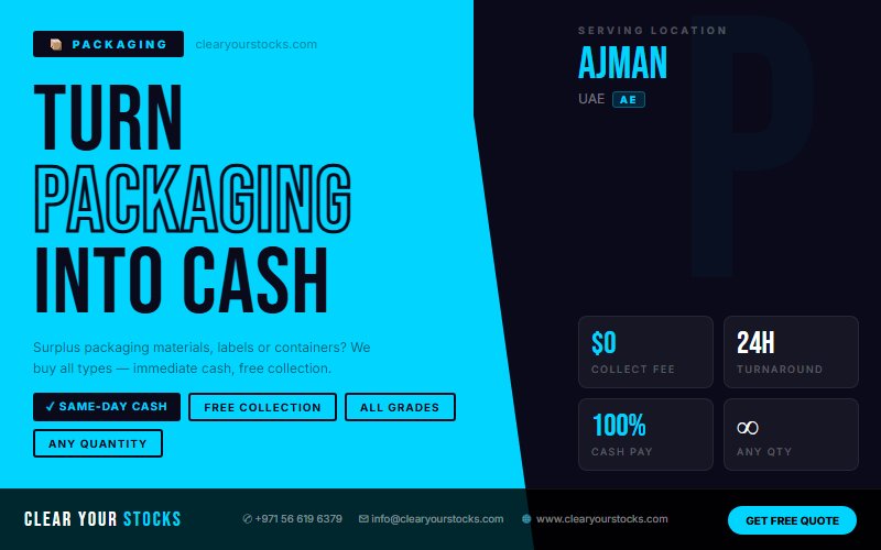 Unsold Packaging Stock Buyers in Ajman, UAE — Recover Your Capital Today