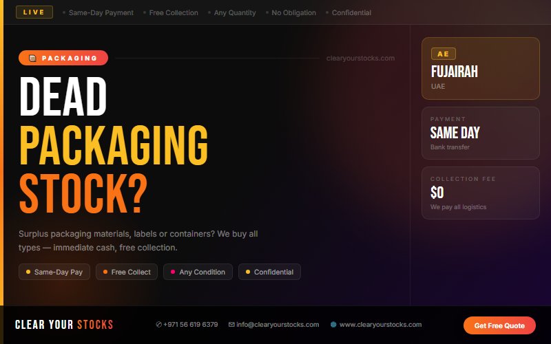 Best Non-Moving Stock Buyers for Packaging in Fujairah, UAE — 2026