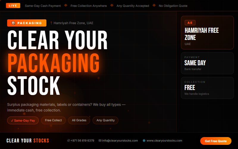Hamriyah Free Zone, UAE Businesses: Sell Your Excess Packaging Stock — No Hassle
