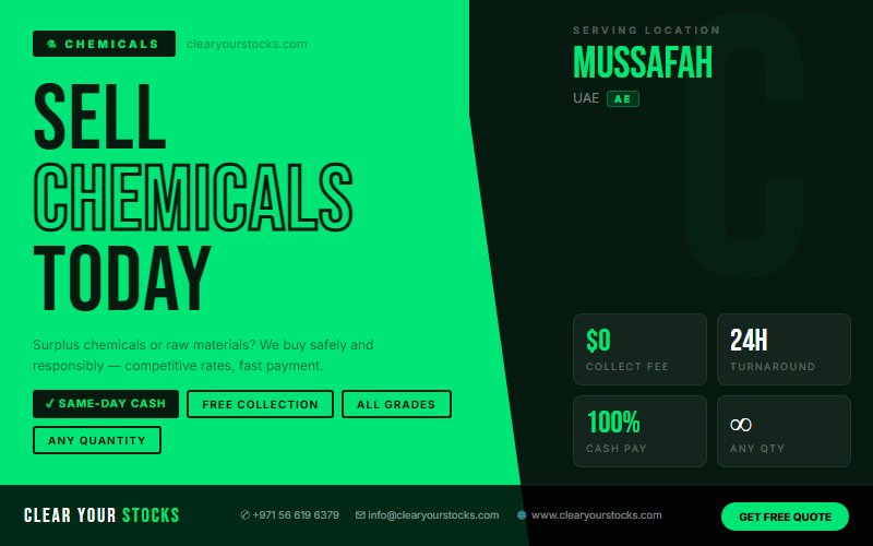 Why Mussafah, UAE Companies Choose Clear Your Stocks for Chemicals Clearance