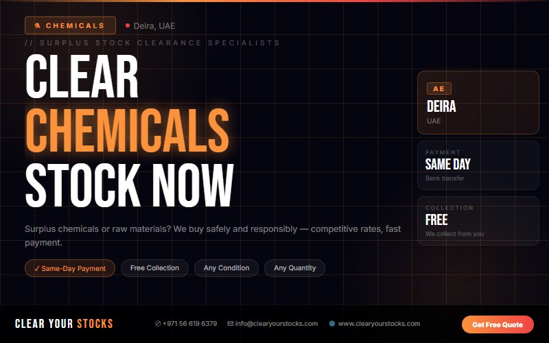 Clear Your Chemicals Warehouse in Deira, UAE — We Buy Everything