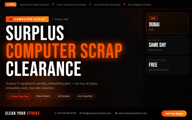 Computer Scrap Surplus Stock in Dubai, UAE: Your Complete 2026 Selling Guide