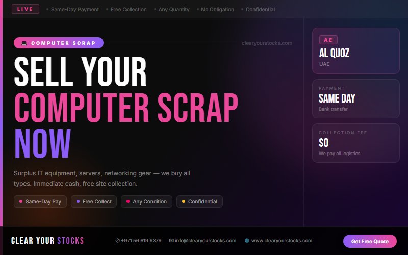Stop Losing Money on Dead Computer Scrap Stock in Al Quoz, UAE — Act Now
