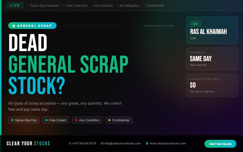 Surplus General Scrap Buyers in Ras Al Khaimah, UAE — Immediate Payment Any Quantity