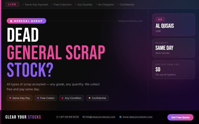 Fastest General Scrap Stock Clearance in Al Qusais, UAE — Any Condition, Any Quantity