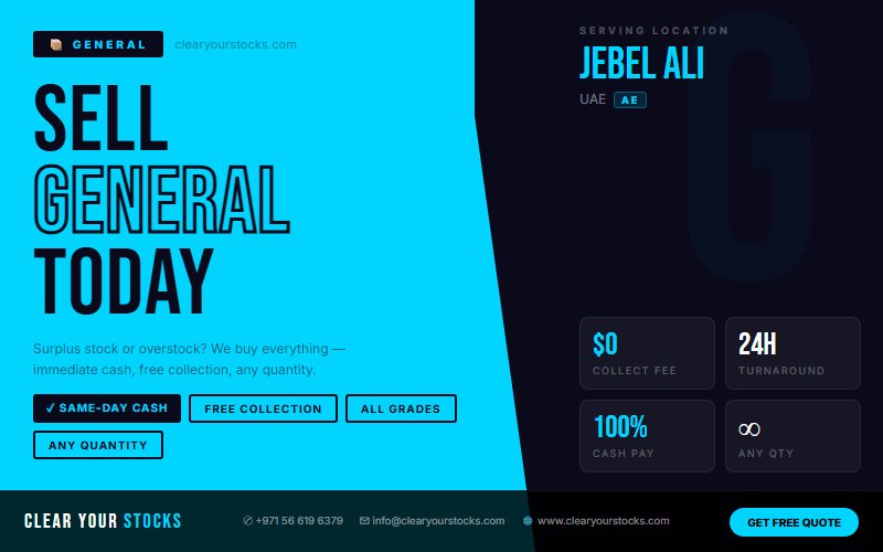 Surplus General Buyers in Jebel Ali, UAE — Immediate Payment Any Quantity