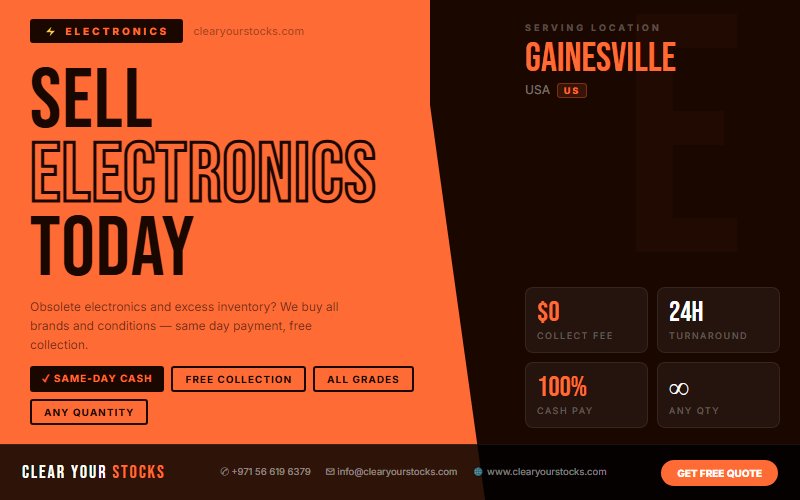 Non-Moving Electronics Stock in Gainesville, USA? Clear Your Stocks Buys It Today