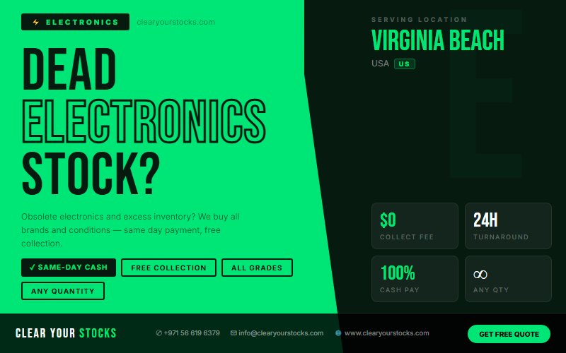Overstock Electronics Buyers USA — Clear Your Virginia Beach, USA Warehouse Today