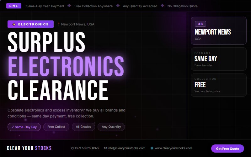 Electronics Stock Clearance Buyers in Newport News, USA — Any Condition Accepted