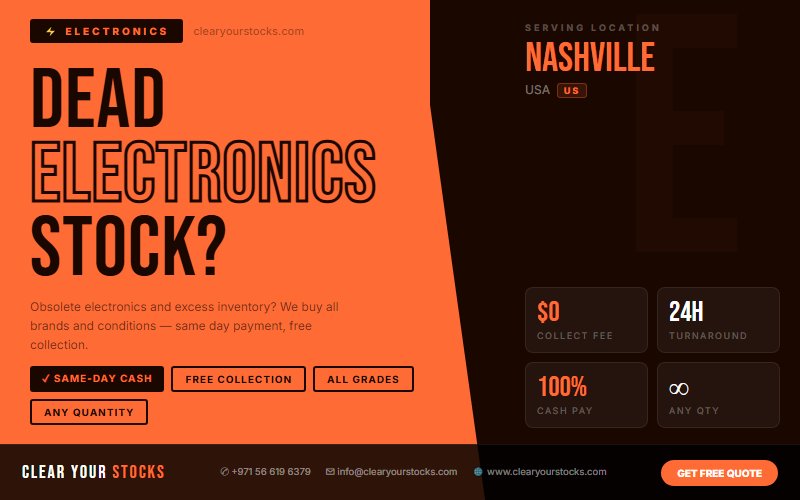 Nashville, USA Warehouse Full of Unsold Electronics? We Clear It Fast