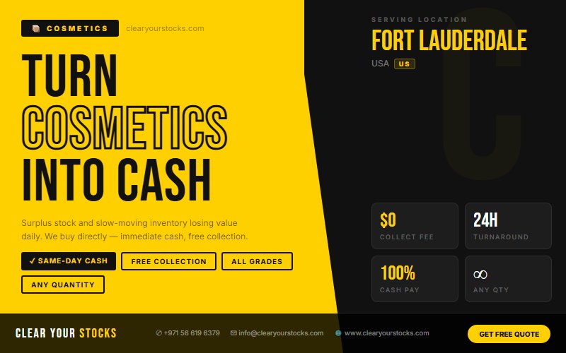 Fort Lauderdale, USA Non-Moving Cosmetics Stock Buyers — Same Day Collection and Pay