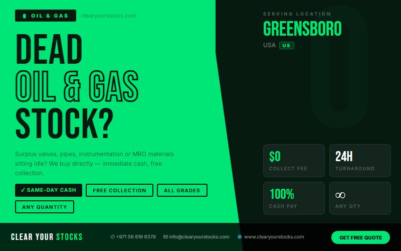 Immediate Cash Offer for Oil & Gas Dead Stock in Greensboro, USA