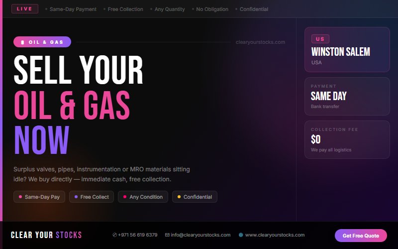 Trusted Surplus Stock Buyers for Oil & Gas in Winston Salem, USA — 2026 Guide