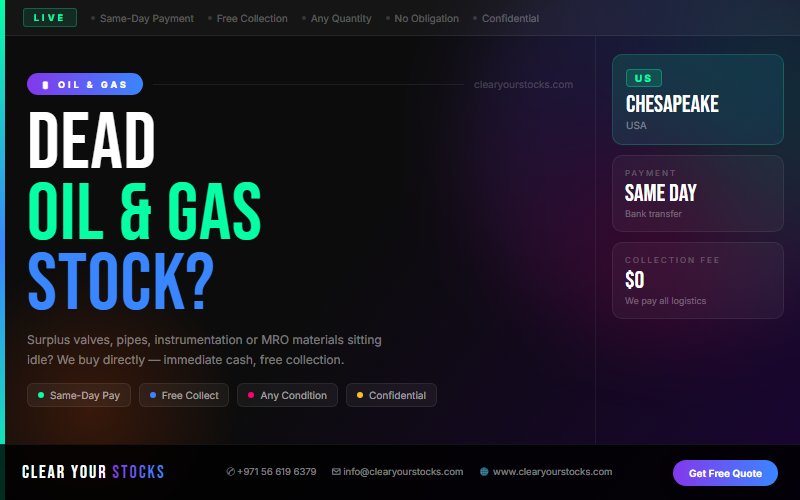 Surplus Oil & Gas Buyers Across USA — Based Near Chesapeake, USA