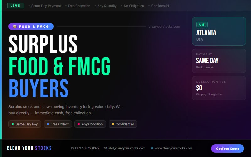 Nearest Food & FMCG Dead Stock Buyer in Atlanta, USA — Clear Your Stocks