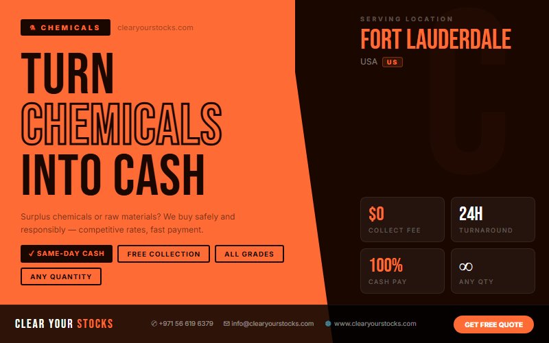 Sell Your Excess Chemicals Materials in Fort Lauderdale, USA — Quick Fair Payment