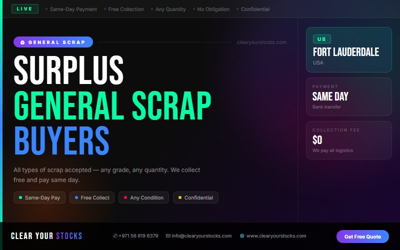 Sell Your Excess General Scrap Materials in Fort Lauderdale, USA — Quick Fair Payment