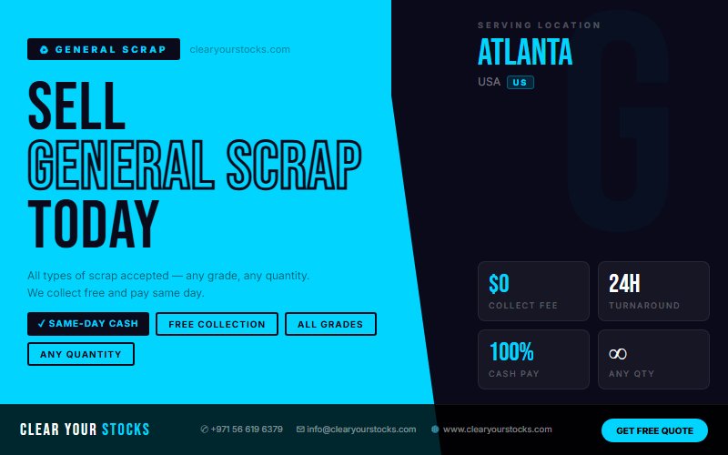 Atlanta, USA Warehouse Full of Unsold General Scrap? We Clear It Fast