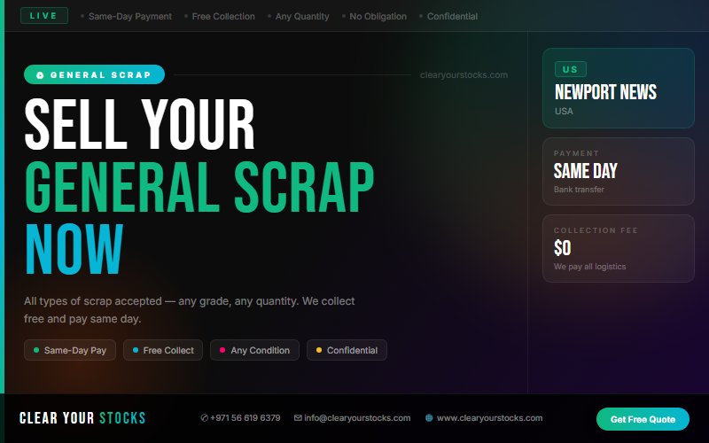 Non-Moving General Scrap Stock Buyers in USA — Serving Newport News, USA and Beyond