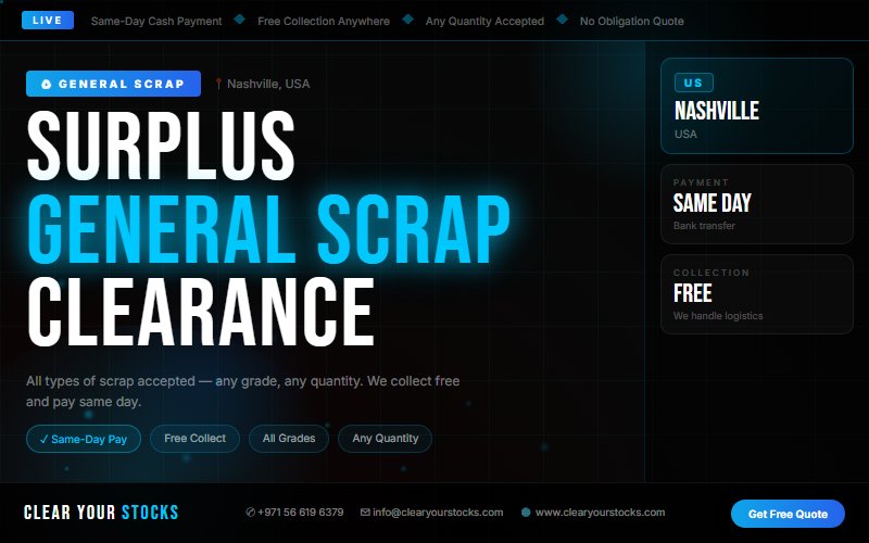 Nashville, USA General Scrap Stock Clearance Specialists — Clear Your Stocks 2026