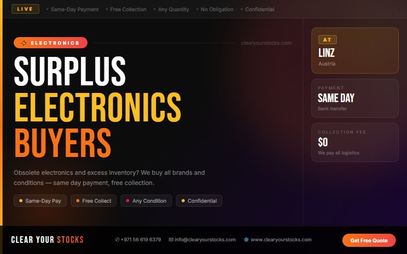 Electronics Stock Clearance Buyers in Linz, Austria — Any Condition Accepted