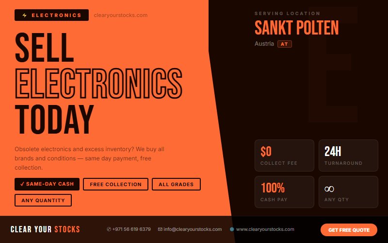 Fastest Electronics Stock Clearance in Sankt Polten, Austria — Any Condition, Any Quantity