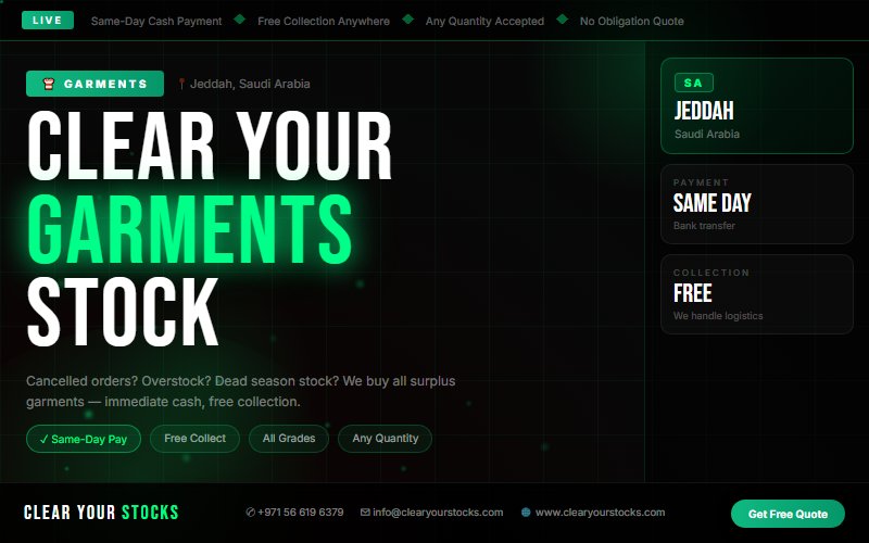 Liquidate Your Garments Stock in Jeddah, Saudi Arabia — Clear Your Stocks Pays Same Day