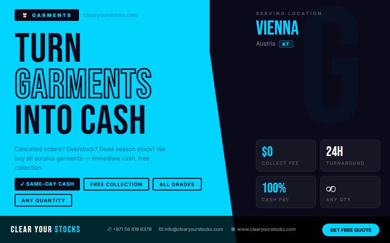 Your Garments Inventory Is Losing Value in Vienna, Austria — Sell It Today