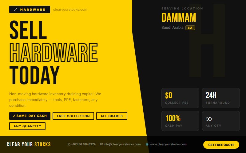 Fastest Hardware Stock Clearance in Dammam, Saudi Arabia — Any Condition, Any Quantity