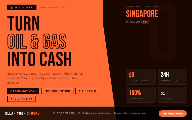 Obsolete Oil & Gas Stock Buyers in Singapore — Free Collection Near Singapore, Singapore