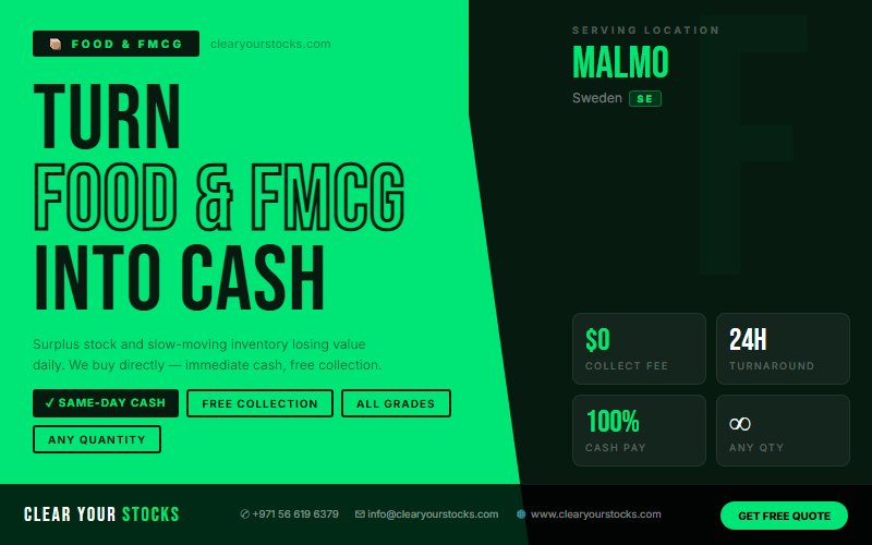 How to Sell Surplus Food & FMCG Stock in Malmo, Sweden and Get Paid the Same Day