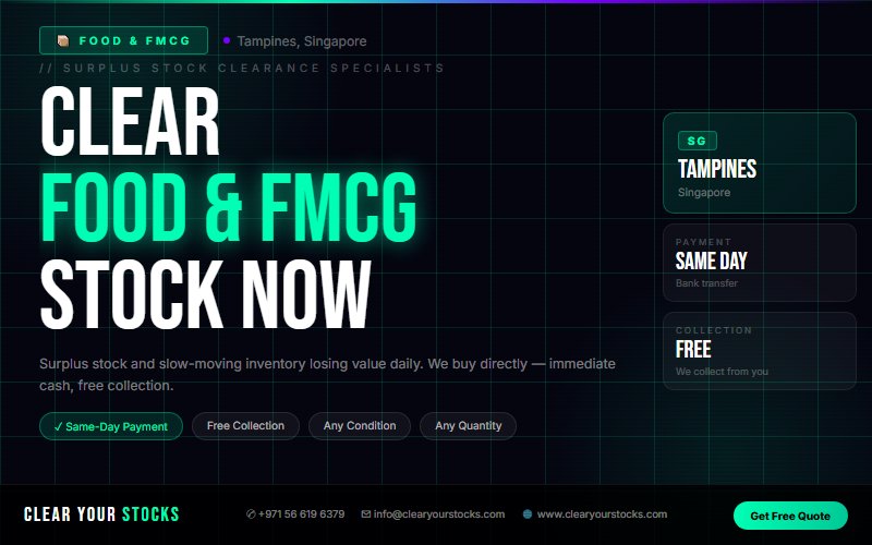 Food & FMCG Stock Clearance Buyers in Tampines, Singapore — Any Condition Accepted