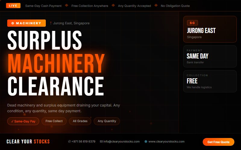 Sell Your Machinery Dead Stock Anywhere in Singapore — Fast Payment