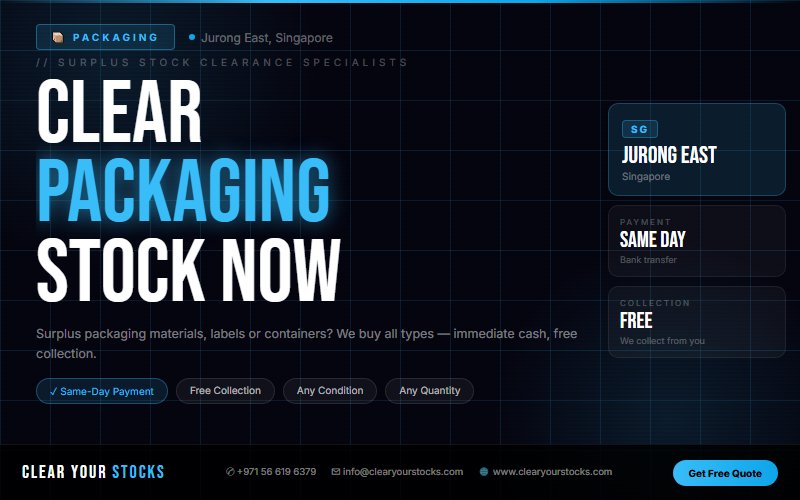 Overstock Packaging Buyers Singapore — Clear Your Jurong East, Singapore Warehouse Today