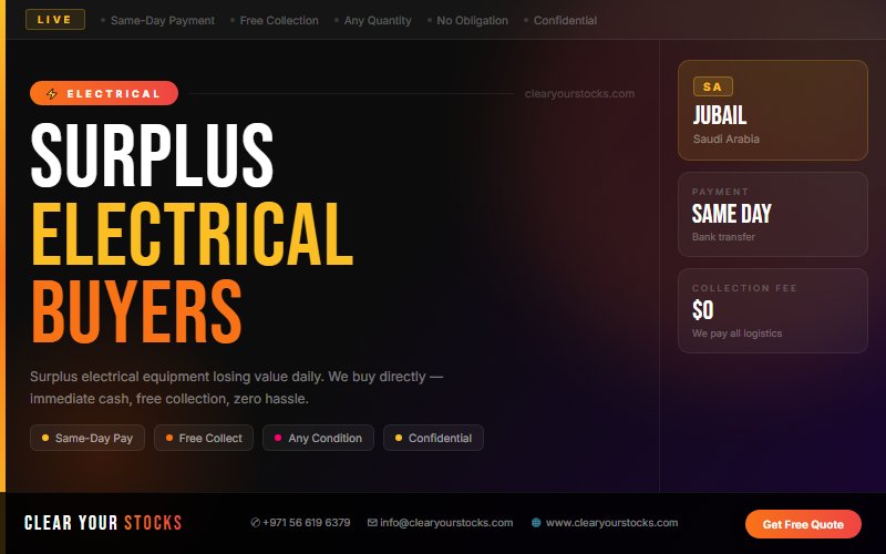 Jubail, Saudi Arabia Businesses: Sell Your Excess Electrical Stock — No Hassle
