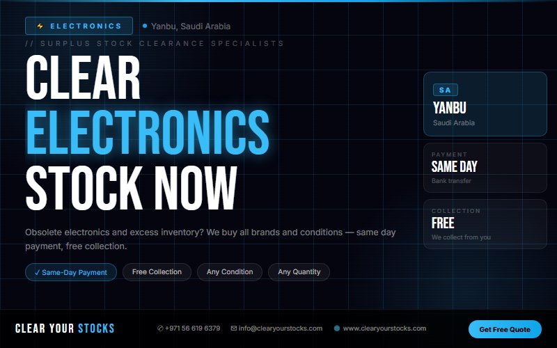 How to Sell Surplus Electronics Stock in Yanbu, Saudi Arabia and Get Paid the Same Day