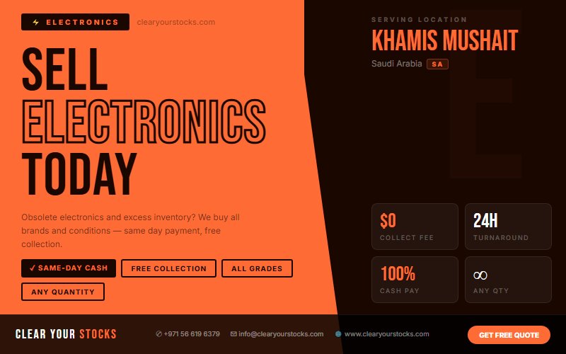 Dead Stock Buyers in Saudi Arabia — Electronics Clearance Near Khamis Mushait, Saudi Arabia