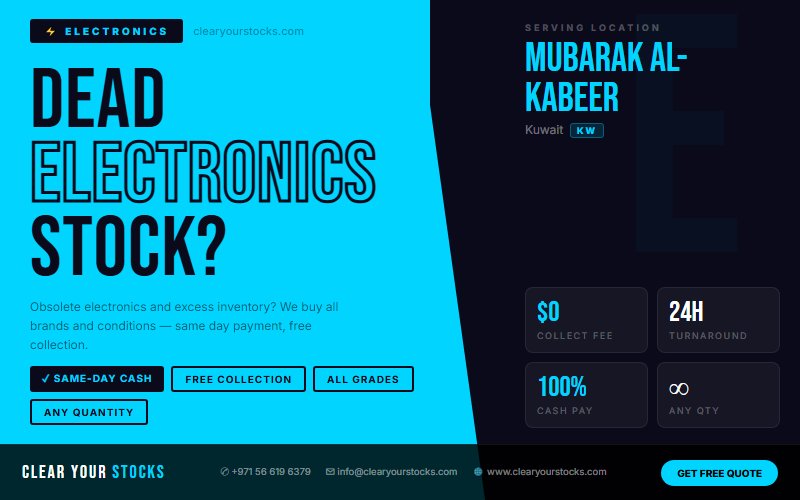 Convert Your Electronics Warehouse Surplus in Mubarak Al-Kabeer, Kuwait to Cash Today
