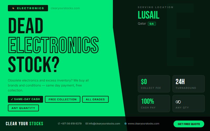 Non-Moving Stock Buyers Qatar — Electronics | Lusail, Qatar Same Day Pay