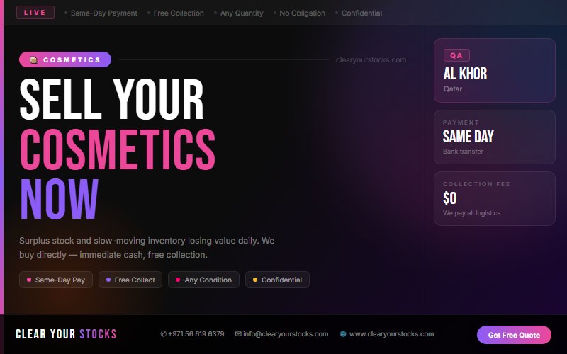 Excess and Obsolete Cosmetics Stock Clearance in Al Khor, Qatar — 2026