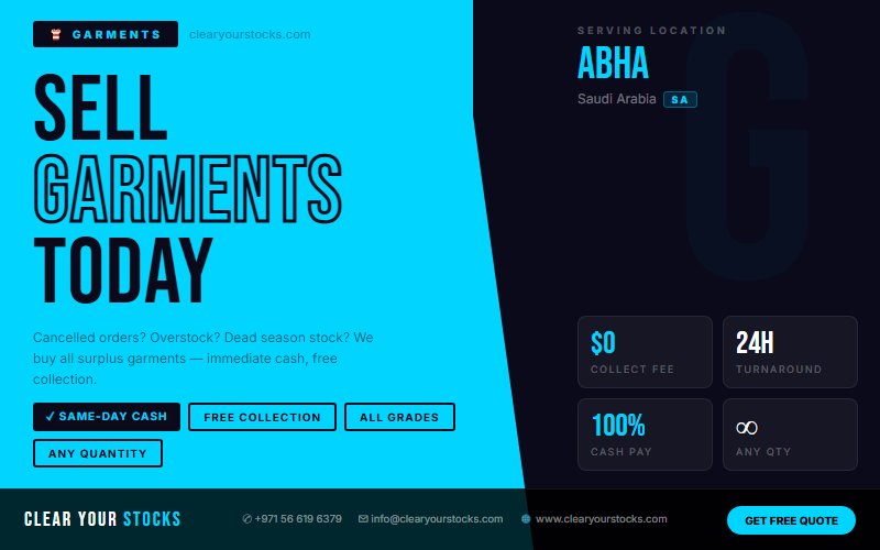 We Purchase Garments Dead Stock in Abha, Saudi Arabia — Free Collection, Instant Pay
