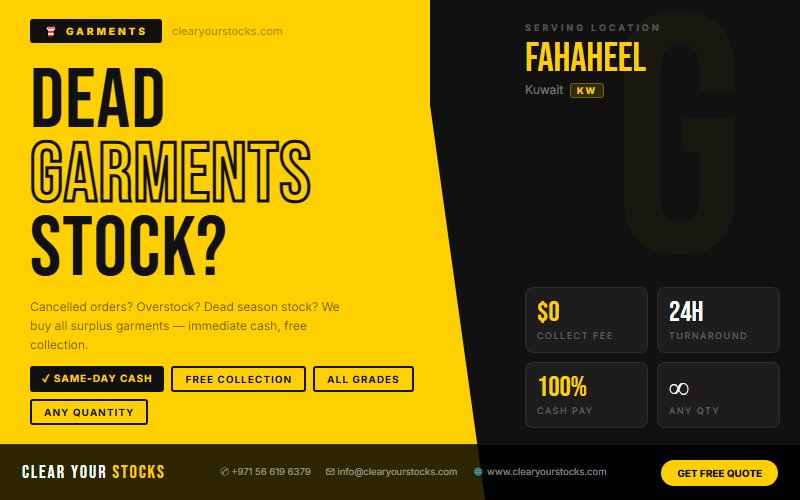 Nearest Garments Dead Stock Buyer in Fahaheel, Kuwait — Clear Your Stocks