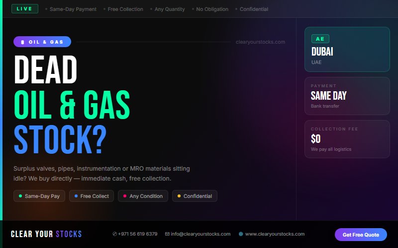 Sell Your Oil & Gas Dead Stock Anywhere in UAE — Fast Payment