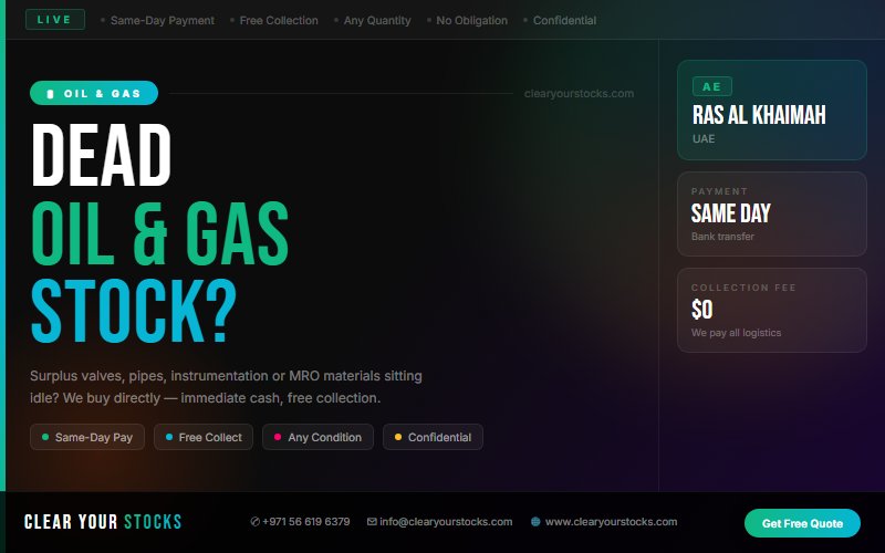 Surplus Oil & Gas Buyers Across UAE — Based Near Ras Al Khaimah, UAE