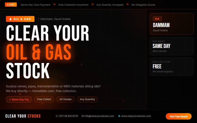 Sell Non-Moving Oil & Gas Inventory in Dammam, Saudi Arabia — Same Day Payment