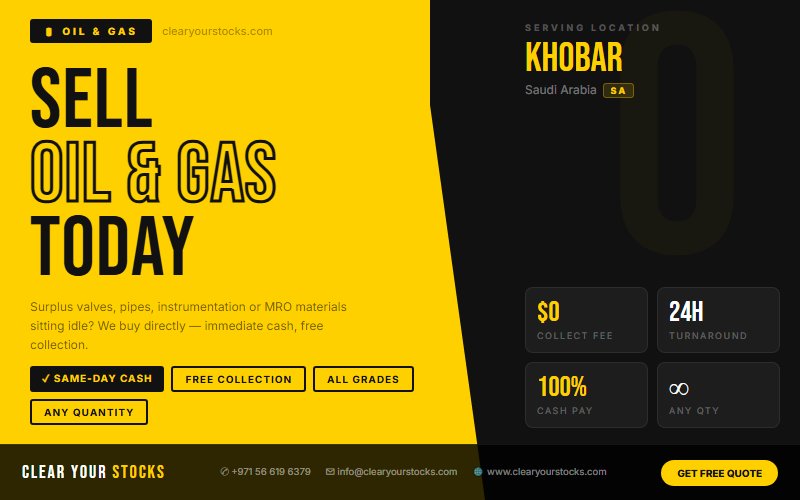Non-Moving and Obsolete Oil & Gas Inventory in Khobar, Saudi Arabia — Sell It Fast