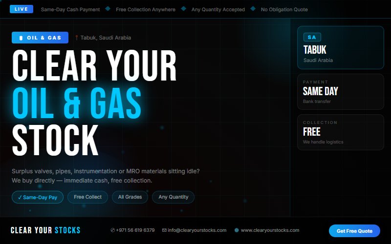 Oil & Gas Stock Clearance Buyers in Tabuk, Saudi Arabia — Any Condition Accepted